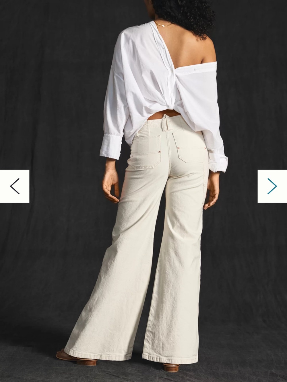 Pilcro High-Rise Wide Leg Carpenter Pant in Cream - Picture 3 of 4